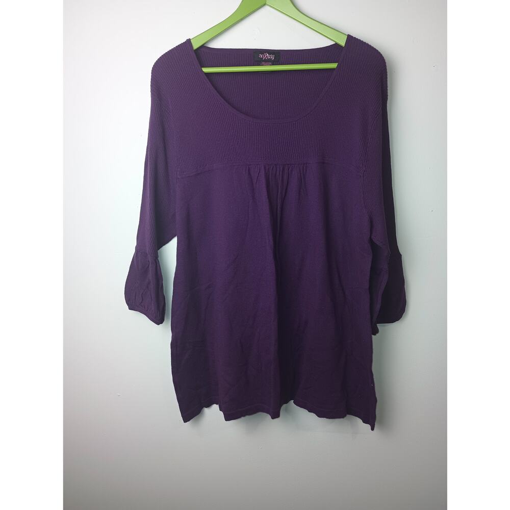 Women's‎ Knit Baby Doll Sweater Purple Anxiety Y2K Vintage Long sleeve 3X Cotton